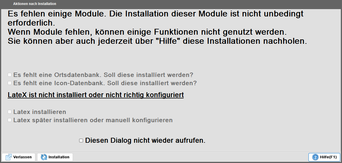 Dialog „Aktionen nach Installation