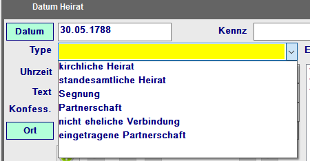 Datentyp Heirat