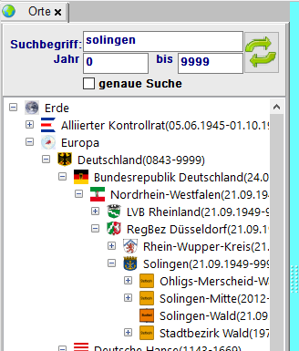 Suche OB Orte